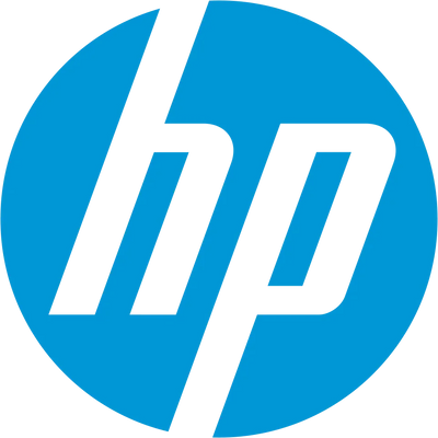 Blue circular logo with lowercase HP letters, tech brand symbol for gaming computers