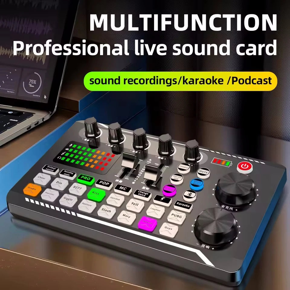 F998 Live Sound Card Audio Mixer Bundle