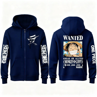 Monkey D. Luffy Wanted Poster Design – Premium Comfortable Unisex Sweatshirt navyblue
