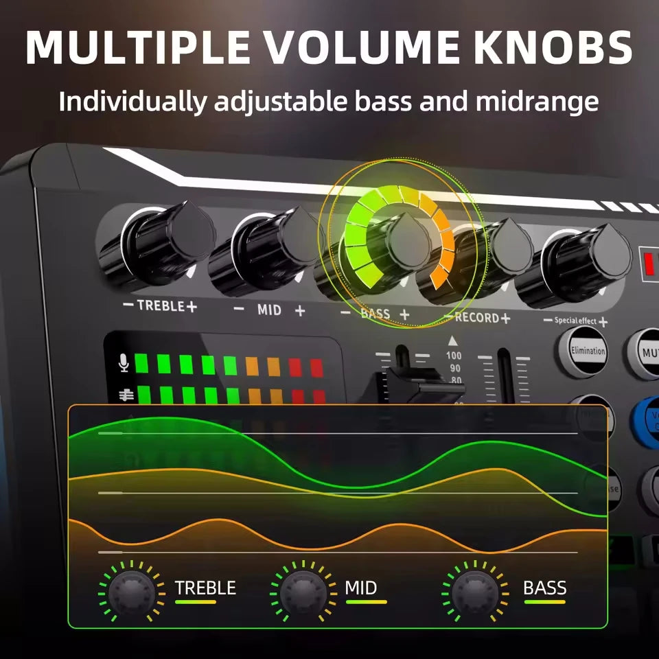 F998 Live Sound Card Audio Mixer Bundle