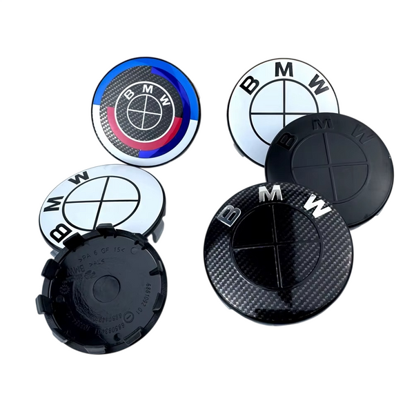 Mini 4Pcs 56mm 68mm Wheel Center Caps for BMW 50th Anniversary M Power Carbon Fiber Rim Hubcap Emblem E46 E90 F10 F30 G20 X5