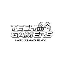Tech To Gamers logo with circuit pattern and game controller, tagline 'Unplug and Play'.