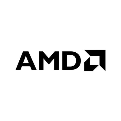 AMD black logo with geometric icon on white background, tech and PC hardware brand