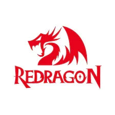 Red dragon graphic and bold text logo for gaming accessories