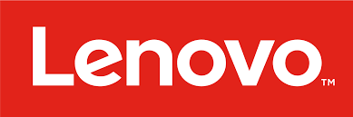 Lenovo logo in white text on a red background